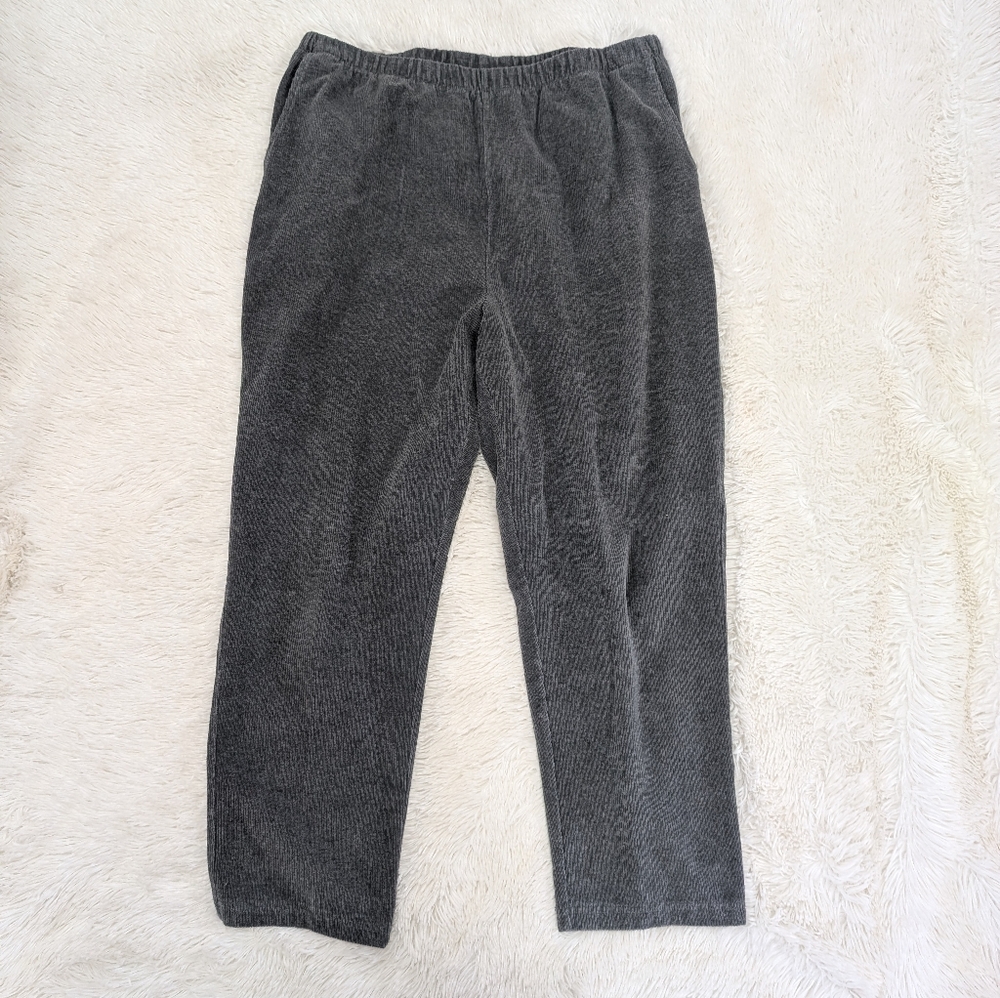 Lands' End Soft Corduroy Gray Pull-On Comfy Pants Size XL 18